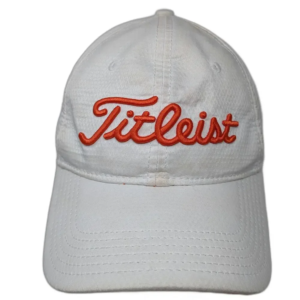 Titleist Baseball Cap White Orange One Size Adjustable Performance Golf Hat